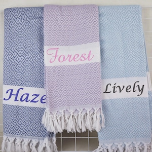 Personalized Beach Towel Gift, Cotton Custom Towel, Unique Christmas Gift, Bridal Shower, Trip Cruise Gift, Embroidered Bachelorette Present