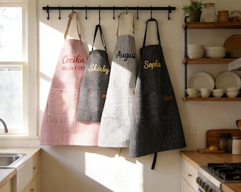 Personalized Embroidered Apron with Name – Custom Gift for Cooking, Baking, or Craft Lovers, Kitchen Apron , Gift for Her ,Gift for Cooking