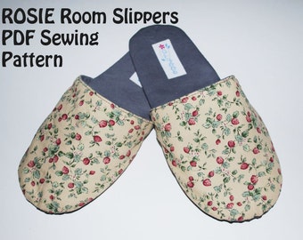 Instant Download PDF Pattern - ROSIE Adult Room Slippers PDF Sewing Pattern Tutorial - 4 Sizes