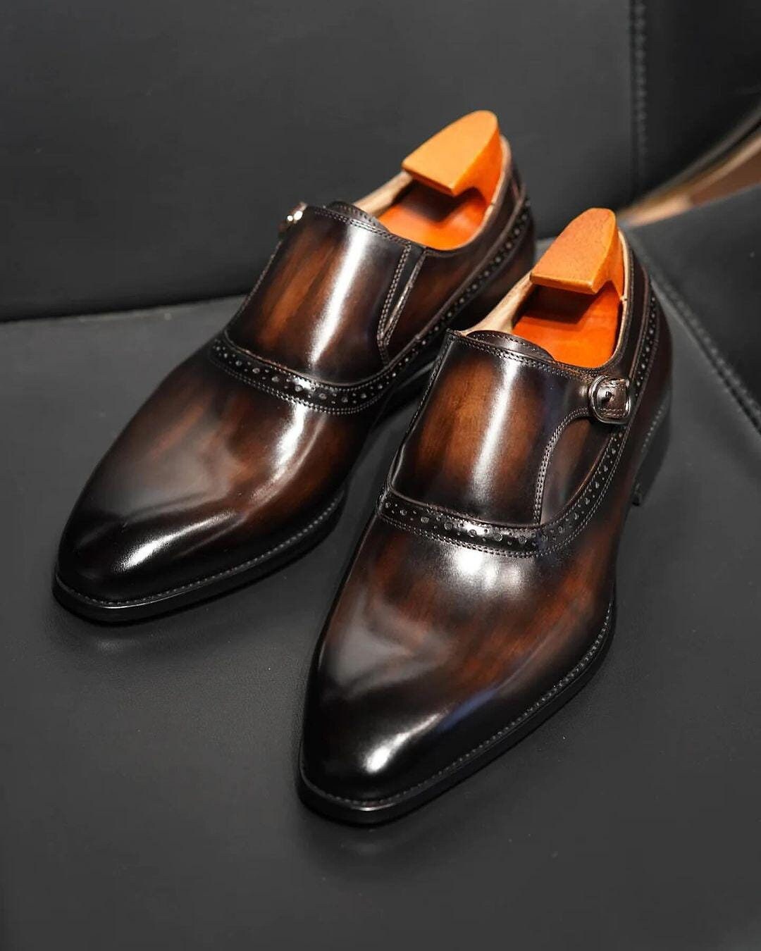 Burnished Moc Toe Single Monk Loafer