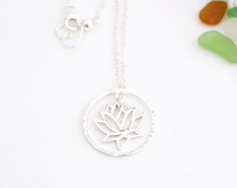 Lotus Flower Necklace, Dainty, Layering, Yoga, Minimalist, Sterling Silver, Handmade, Simply Me Jewelry Lotus Flower Necklace SMJNK441