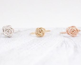 Rose Ring, Handmade, Minimalist, Wire Ring, Sterling Silver, 14k Gold Filled, 14k Rose Gold Filled, Simply Me Jewelry, SMJRG209