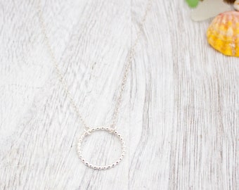 Handmade Circle Necklace, Dainty, Layering, Handmade, Sterling Silver, Simply Me Jewelry, Beaded Circle Necklace, SMJNK438