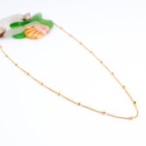 Bead Chain Necklace / Choker / Layering / Simple / Dainty / Bridal / 14k Gold Filled / Bead & Chain Necklace / SMJNK418