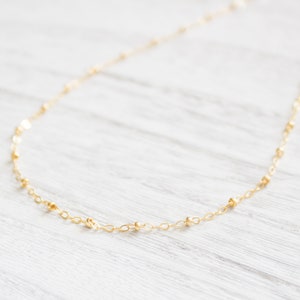 Collar de cadena con cuentas de oro / Gargantilla / Delicado / Capa / Simple / Satélite / Relleno de oro de 14k / Joyería nupcial / Minimalista / Lindo SMJNK434