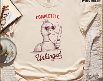 Koszulka z Gęsią, Kompletnie Niezrównoważony, Zabawny T-shirt z Gęsią, Uroczy Prezent z Gęsią, Sarkastyczna Koszulka w Stylu Vintage, Zabawny Mem Miłośnika Zwierząt