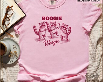 Maglietta divertente con procione, maglietta Boogie Woogie con simpatico panda spazzatura per gli amanti dei procioni, maglietta vintage sarcastica, meme divertente per gli amanti degli animali