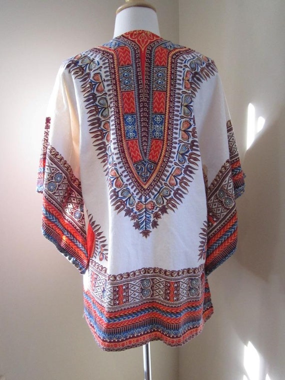 Dashiki Avec Capuche - Rouge Multi - Taille L Jeune / XS Femme - Neuf Avec étiquettes