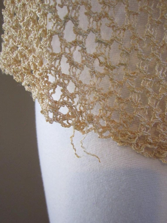 1950s WEBER Original Beige Crochet Knit Top w/Ope… - image 9