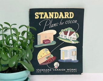 Standard Plans for Color, 1947 House Paint Instruction & Idea Booklet by Standard Varnish Works, Wonderful Mid-Century Decor Illustrations!