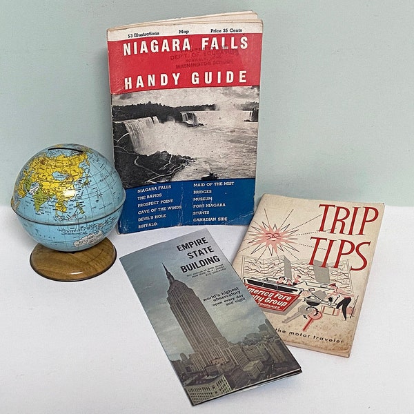 3 Vintage Travel Booklets – 1948 Niagara Falls Handy Guide – Rand McNally Empire State Building – 1958 Trip Tips Motor Traveler Hints