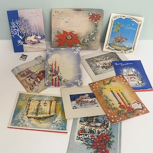 Vintage Christmas Card Lot: 1940s Holiday Ephemera for Collage