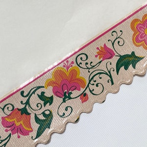 Roylcraft Decorative Shelf Liner Paper and Edging – Motivo floreale rosa, arancione, verde e beige – Inutilizzato, lungo 15 piedi nella confezione originale