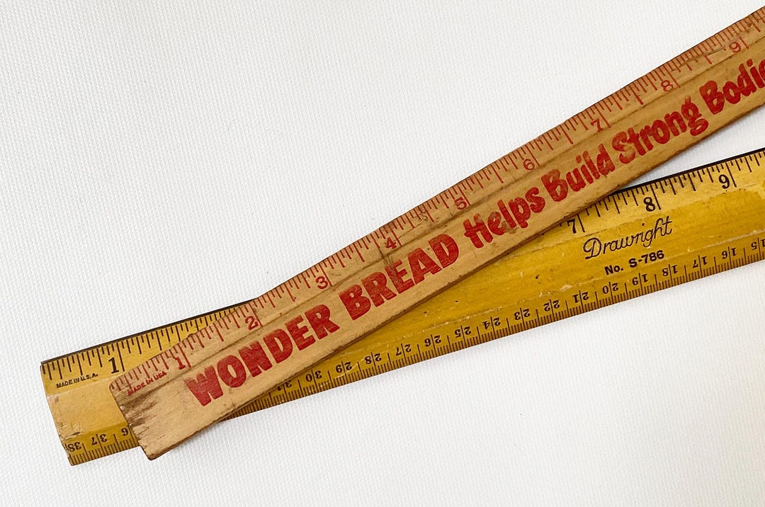 Pair of Vintage Wooden Rulers – Wonder Bread 12-inch & Drawright 15 ...