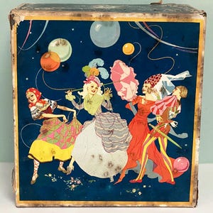 Vintage Huntley & Palmers Carnival blandad engelsk kexburk, maskeradfest