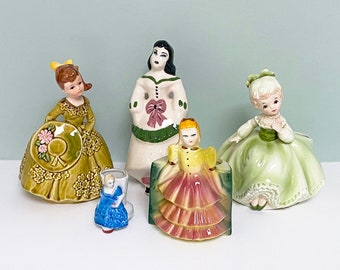 Mid-Century Lady Pottery Planters, 5 Figural Kitschy Girls, Instant Collection, Take Your Pick!