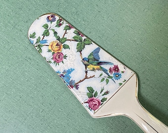 Vintage Royal Tudor Ware Chintz Cake Server, Lorna Doone Pattern with Bluebird & Flowers, Barker Bros. Ltd,. England – Pretty!