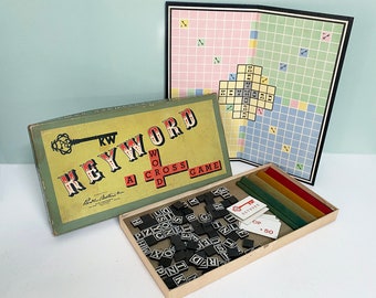 1953 Keyword, a Crossword Board Game by Parker Brothers, Scrabble Variant, Near Complete