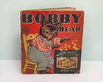 1935 Libro infantil emergente Bobby Bear Magic Action, Whitman Publishing