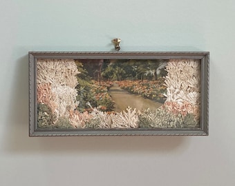 Souvenir Framed Print Depicting Path of Rhododendrons in Golden State Park, Embellished with 3-D Faux Plant Material, San Fransisco, CA