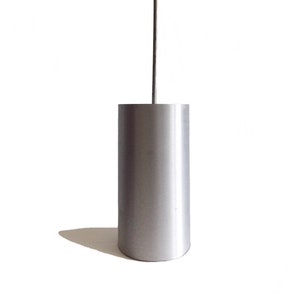 Mid Century brushed Aluminum MARCO case study house pendant Light / 1950s modernist hanging Lamp / Metal cylindrical downlight