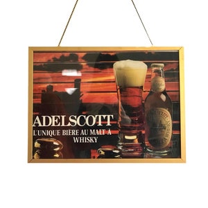 Vintage 1970s European Scottish beer whisky bar advertising light box sign / 60s 70s decorative wall lamp man cave