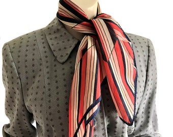 vintage 1950s 1960s striped multi color Scarf/ mid century Modernist rockabilly mod scarf