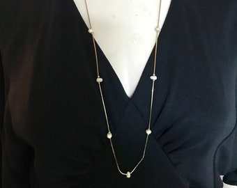 Napier gold tone faux pearl necklace / American designer jewelry