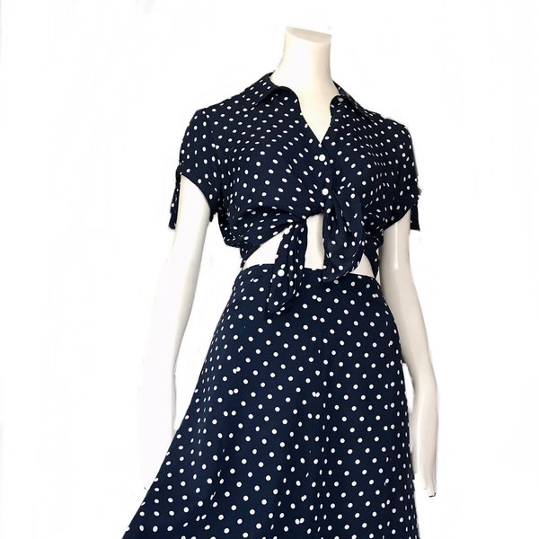 US size small 1990s does 1940s style top A-line skirt/ WWII swing rockabilly Jitterbug Lindy hop set 26 inch waist