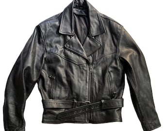 Vintage 80's Aero Leather Steerhide NYC Punk Jacket Medium 70s