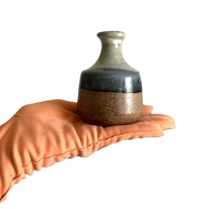 vintage 1970s small brown drip glaze ceramic vase/ Mid Century miniature studio art pottery