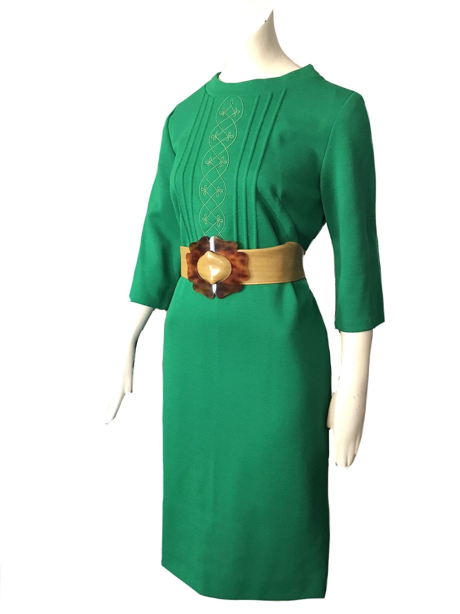 60s -70s Jewelry – Necklaces, Earrings, Rings, Bracelets Vintage 1960S Green Jersey Knit Shift Dress60S Mod Go Size Us 1012 Medium $65.00 AT vintagedancer.com