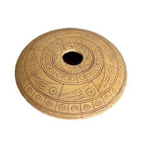 signed Diné Navajo terracotta clay flat seed pot vase / Native American studio art pottery / South West art