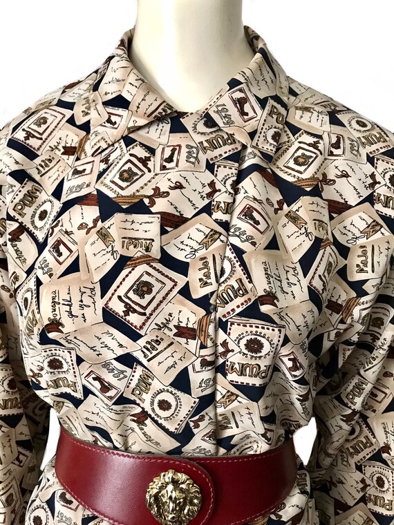 vintage 1940s style novelty letter blouse / 1980s… - image 5