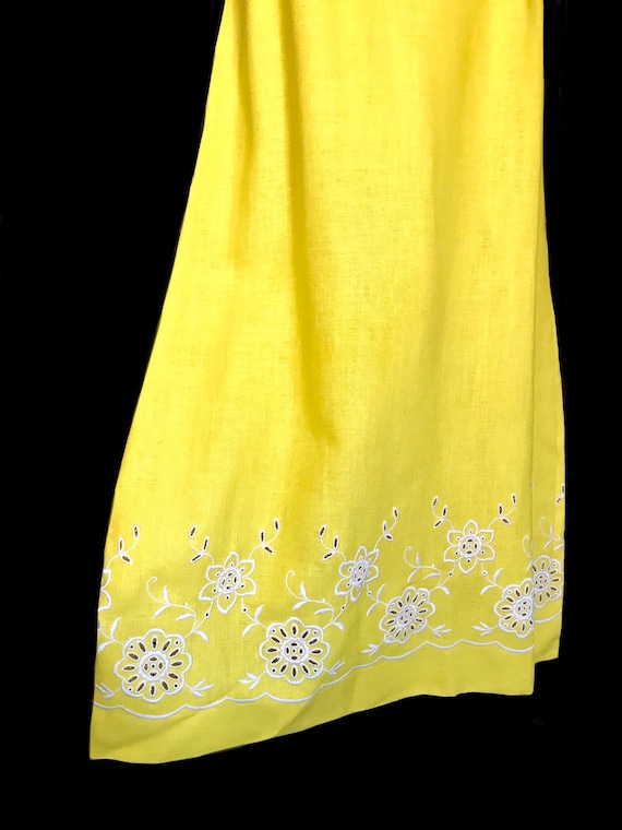 vintage 1960s yellow linen long skirt / 60s Mod f… - image 9