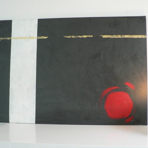 vintage 1980s signed modernist abstract painting/ 80s original acrylic art painting / 80s wall art