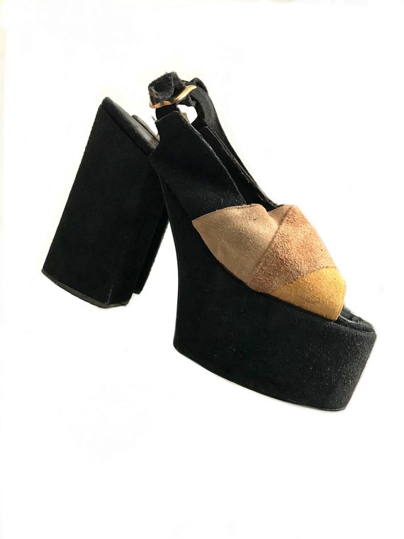 vintage 1970s black brown suede leather glam rock