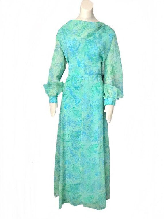 Designer vintage 1960s green maxi dress / Mod hip… - image 1