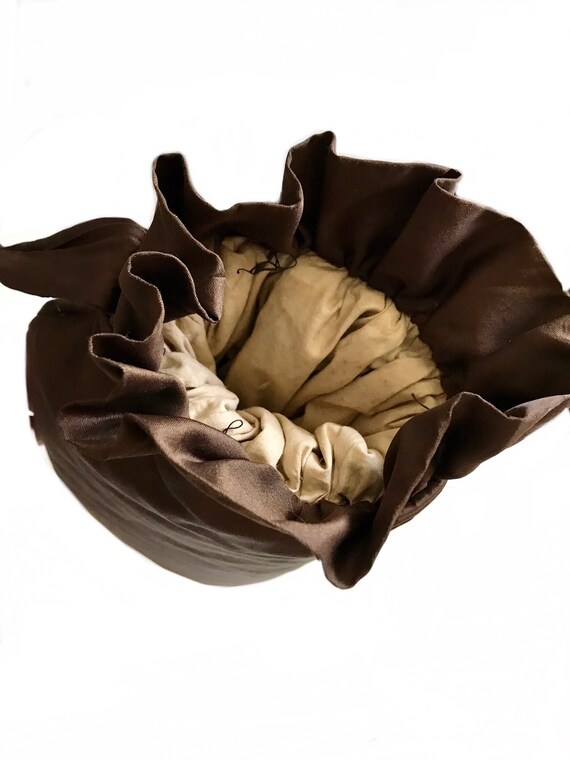 Vintage 1930s Art Deco Brown Silk Ruffle Muff / 30s Winter Glove
