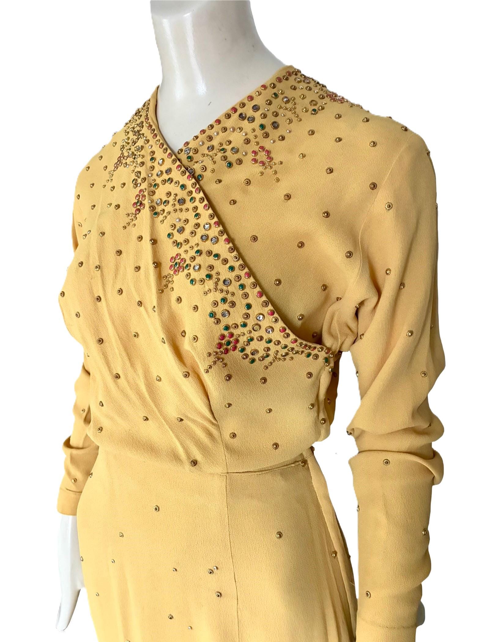 Gold Halston Dress - Etsy