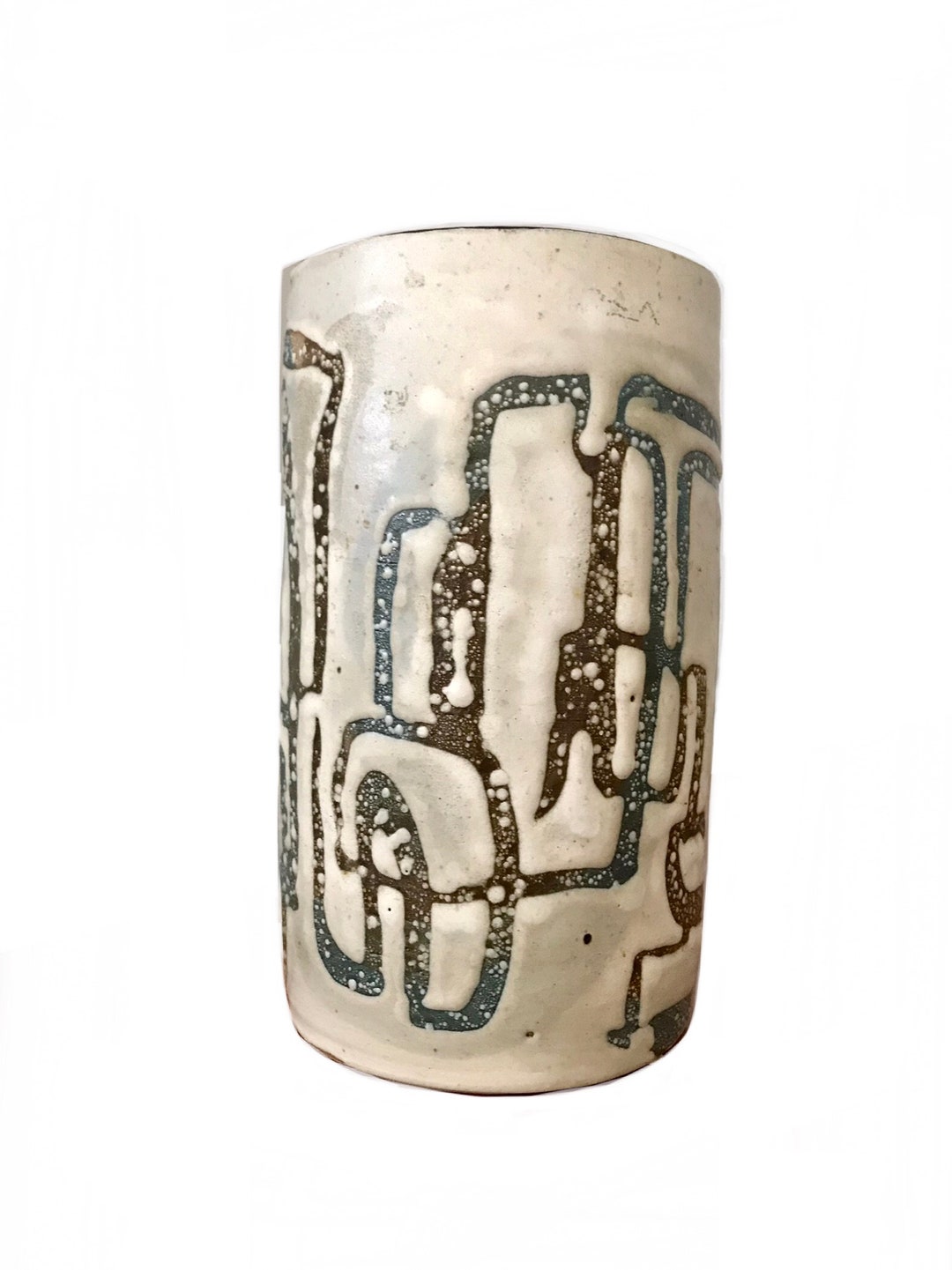 Signed 1950s Mid Century Ivory White Abstract Ceramic Vase / Etsy