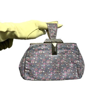 vintage 1930&#39;s Art Deco floral silk beaded purse / rare unusual clutch / 30s Modernist handbag