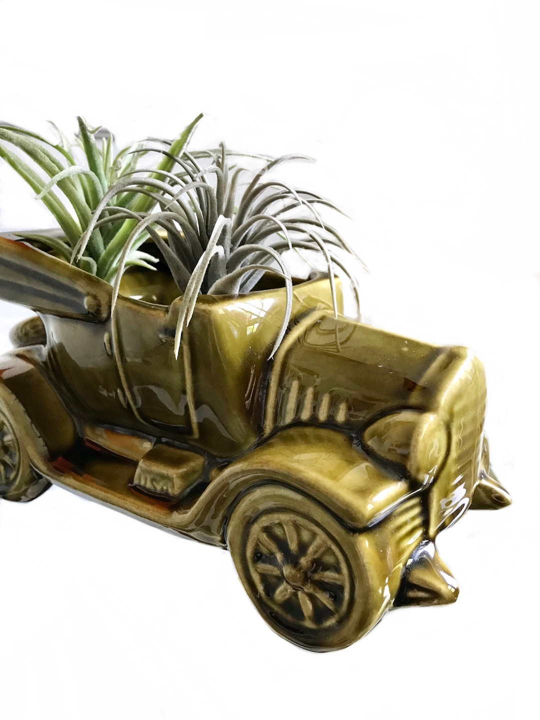 Mid Century Novelty Green Ceramic Car Hot Rod Planter / 1950s Whimsical ...