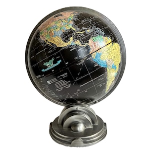 Replogle Levenger Art Deco style black starlight 12" globe / 1990s does 1930s desktop globe