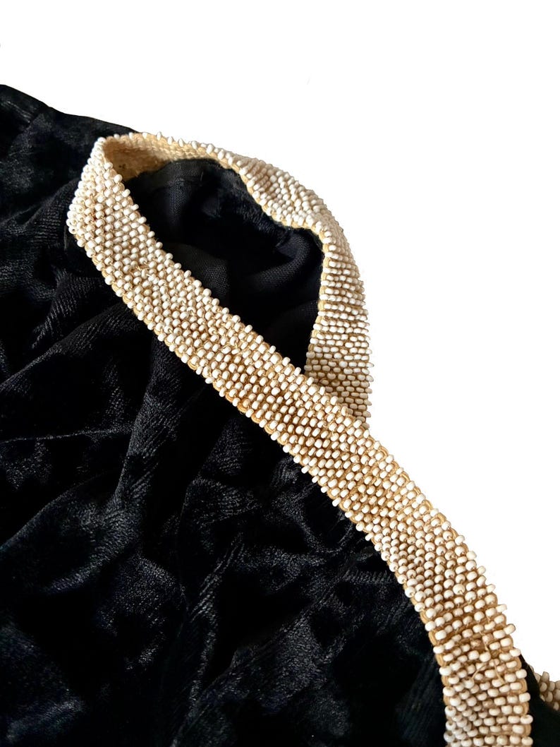 Vintage 1930s Black Silk Velvet Bias Cut Beaded Gown / 30s Cocktail ...