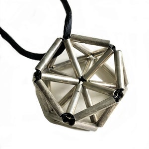 Ikosaeder Silber Anhänger Halskette / moderner 3D Heiliger Geometrie Herz Chakra / Dodekaeder Meditation bewusst Anhänger