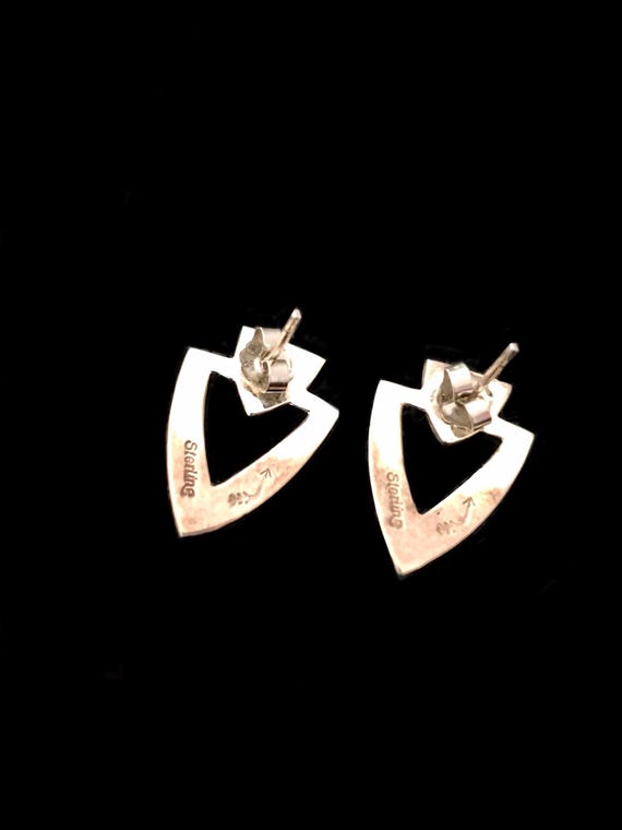 signed Turquoise Agate stone triangle Shape Sterl… - image 7