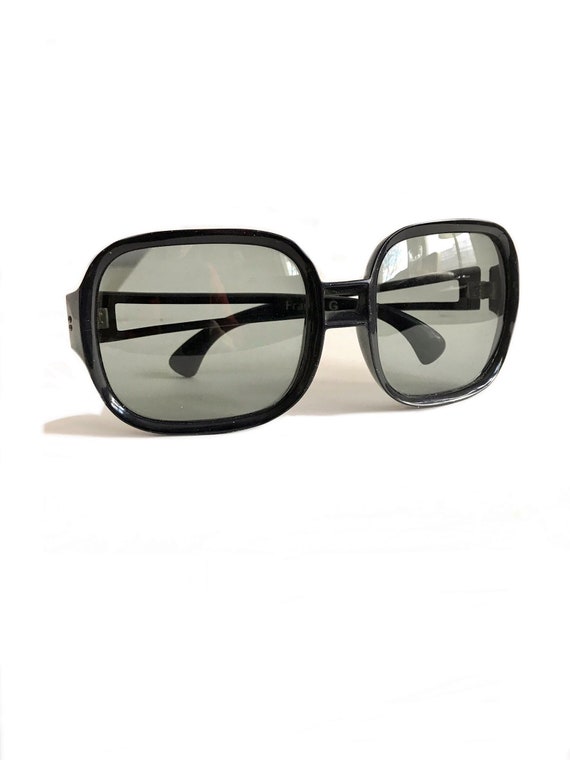 French vintage 1970s black oversized Sunglasses /… - image 5