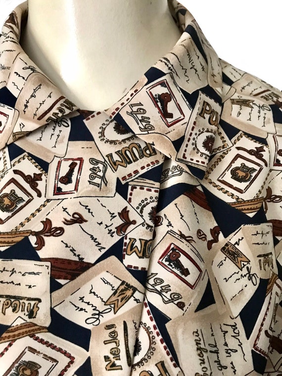 vintage 1940s style novelty letter blouse / 1980s… - image 7