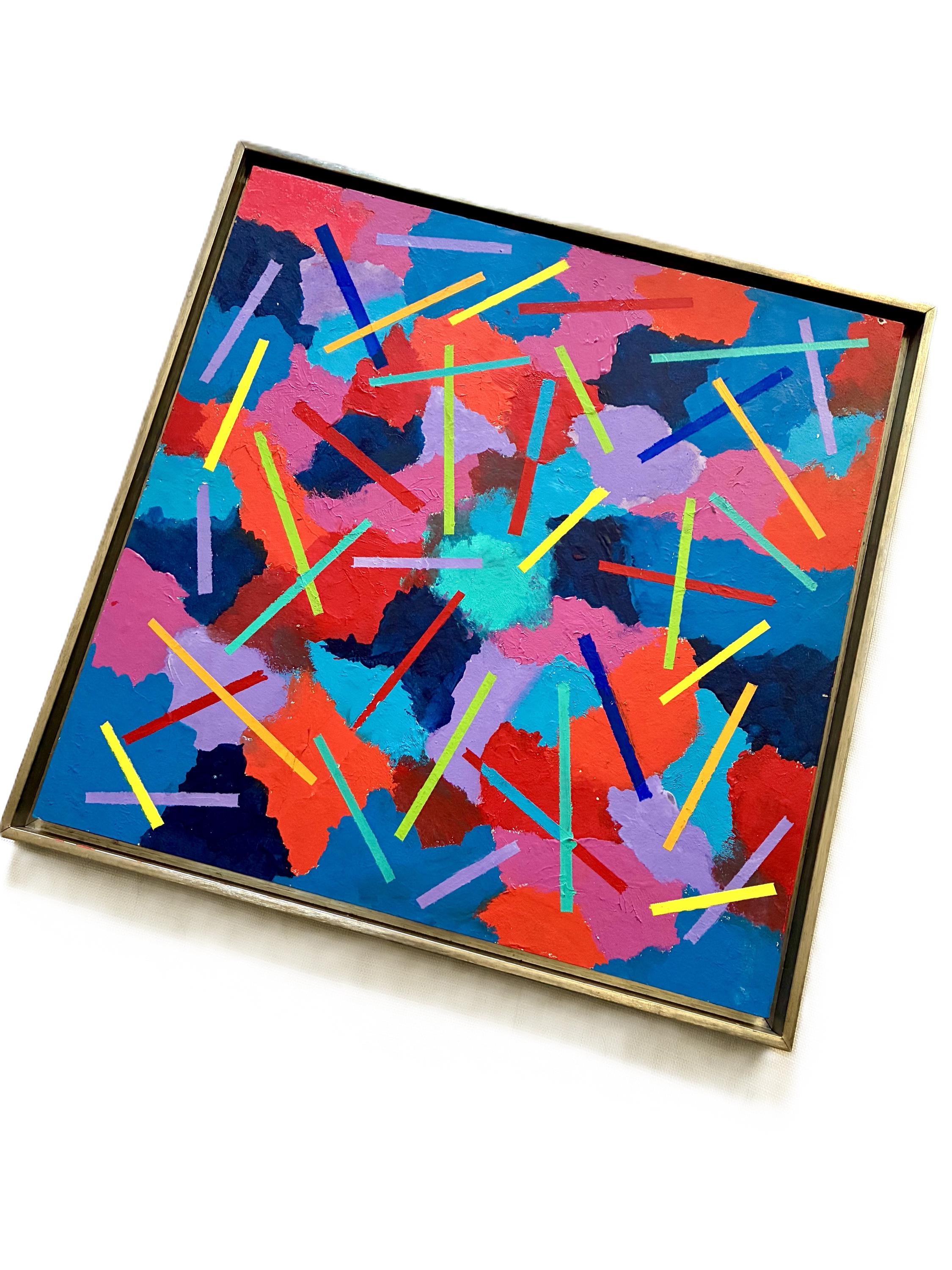 【80s / 50s】ポストモダン・アートデコ Early 1980s Post Modern Abstract Multi Color Painting/ 80s